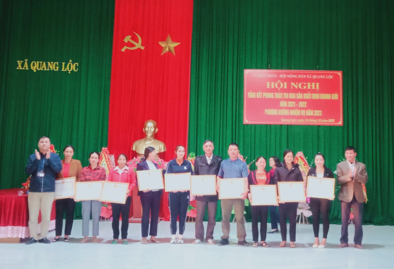 Xã Quang Lộc tổ chức hội nghị tổng kết phong trào “nông dân thi đua sản xuất, kinh doanh giỏi” năm 2021-2022