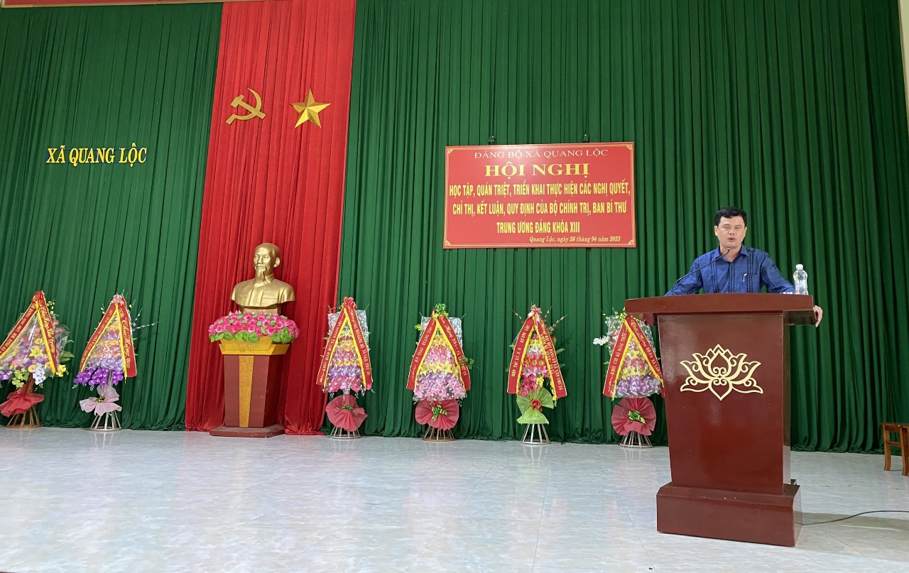 Đảng bộ xã Quang Lộc tổ chức Hội nghị học tập, quán triệt, triển khai thực hiện các Nghị quyết, Chỉ thị, kết luận, quy định của Bộ chính trị, Ban Bí thư Trung ương Đảng khóa XIII